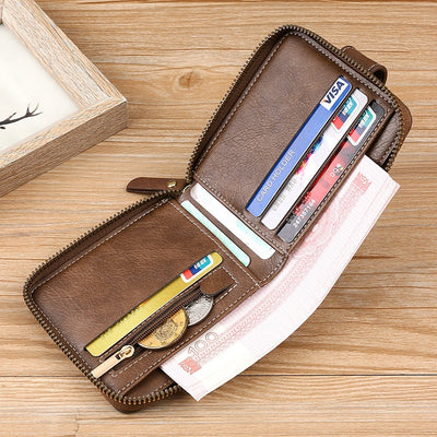 Casual Leather Zipper Wallet